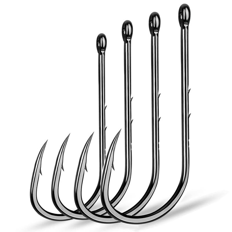 AMHDV 200pcspack Baitholder Fishing Hooks Forged Long Shanked Fishing Hook Barbed Shank Beak Bait Holder Hooks 200pcs10 Black - Image 2