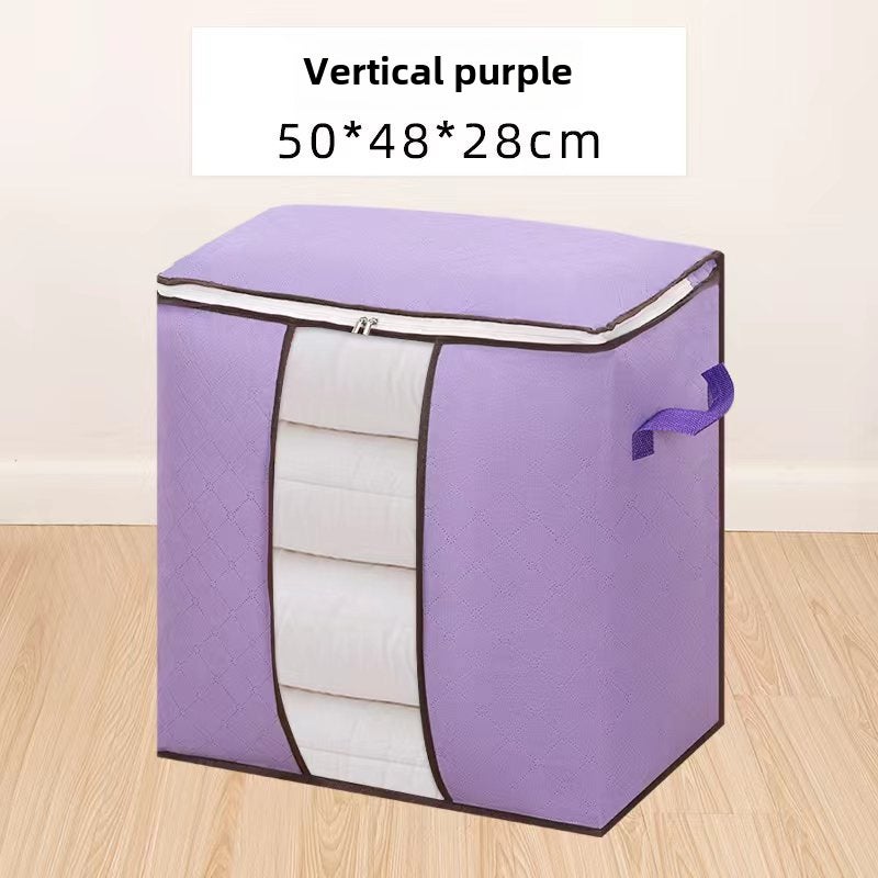 Large Capacity Clothes Storage Bag for Quilts Purple vertical (50*48*28cm)