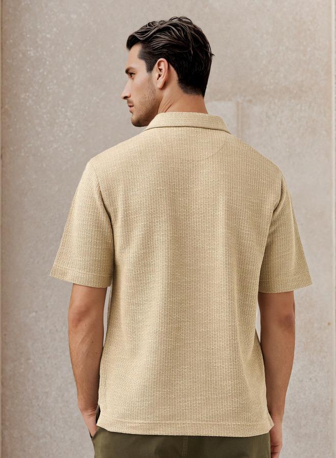 ايكونيك قميص منتجع ذو قصة عادية بنسيج خلية نحل أيقوني - Image 3