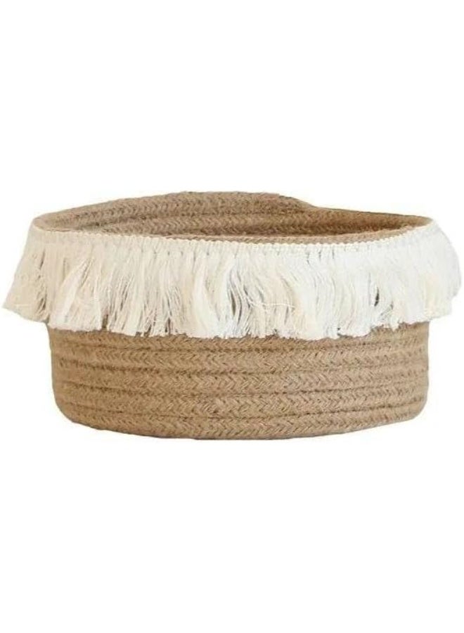 NAMA Small Woven Storage Baskets Cotton and Jute Rope Decorative Hamper Set Of 3 Pieces - Image 2