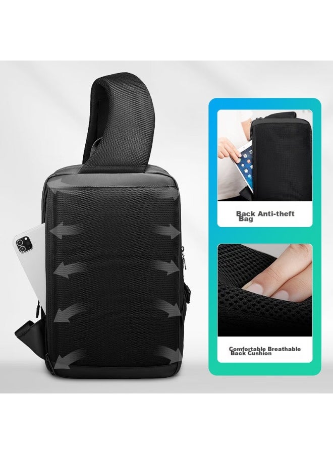 MARK RYDEN Marco Laideng Shoulder Bag, Men's Crossbody Bag, Large Capacity Chest Bag, 14-inch, Fashionable, Casual, Sports, Mr7633, Elegant Black - Image 4