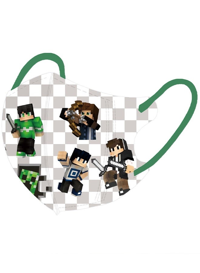 ماين كرافت كمامات وجه للأطفال للاستخدام مرة واحدة، مغلفة بشكل فردي، 50 كمامة للأطفال والمراهقين، كمامات أطفال لطيفة للجنسين بثلاث طبقات - Image 4