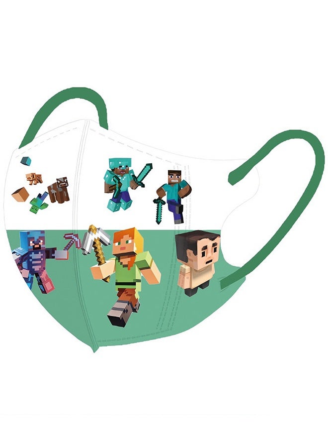 ماين كرافت كمامات وجه للأطفال للاستخدام مرة واحدة، مغلفة بشكل فردي، 50 كمامة للأطفال والمراهقين، كمامات أطفال لطيفة للجنسين بثلاث طبقات - Image 3
