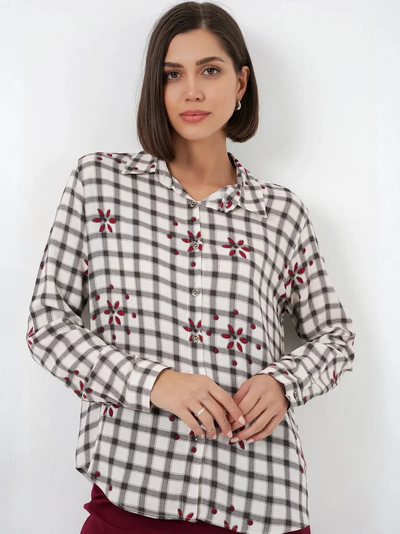 بيغ دارت BDART Plaid Button-up Shirt with Shirt Collar