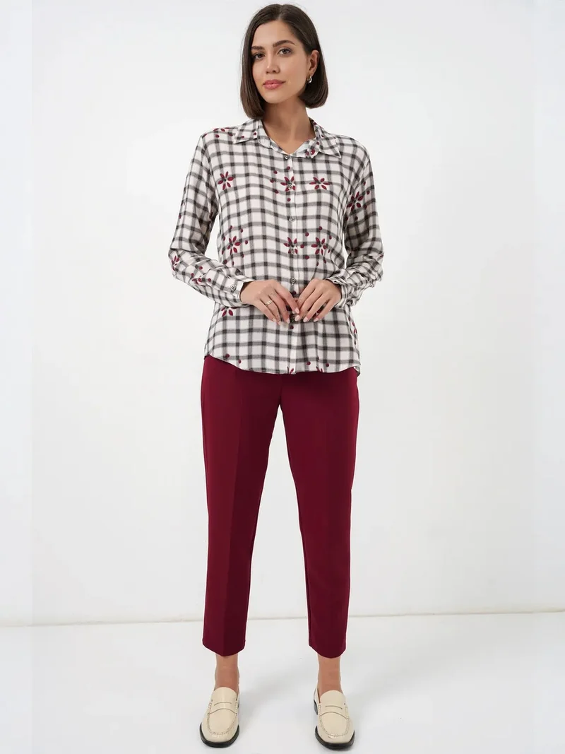 بيغ دارت BDART Plaid Button-up Shirt with Shirt Collar