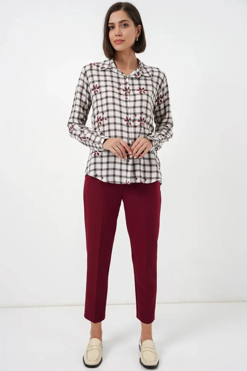 بيغ دارت BDART Plaid Button-up Shirt with Shirt Collar