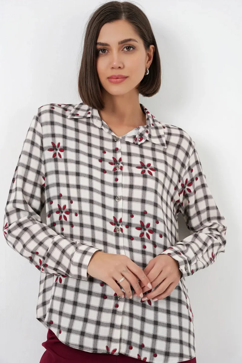 بيغ دارت BDART Plaid Button-up Shirt with Shirt Collar