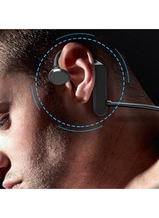 Wireless Bluetooth Bone Conduction Headset Neckband Design for Sports and Running Hands-free Bluetooth Earphones (Black) - Image 2