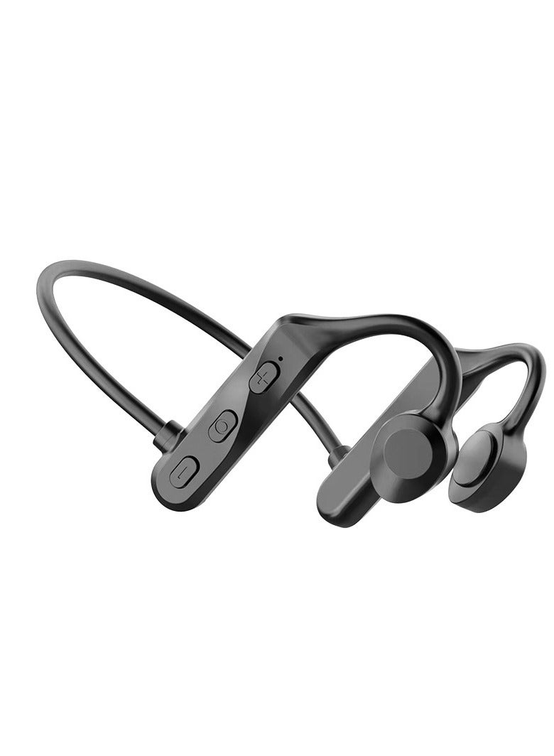 Wireless Bluetooth Bone Conduction Headset Neckband Design for Sports and Running Hands-free Bluetooth Earphones (Black) - Image 1
