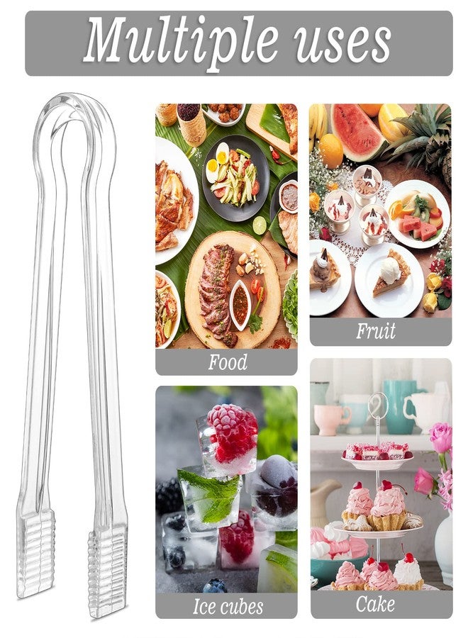 SUMAJU 6 PCS Clear Plastic Serving Tongs, 6.3 Inch Mini Serving Utensils Plastic Tongs Ice Tongs for Buffet Bar Kitchen BBQ Appetizers Pastries Christmas Party - Image 3