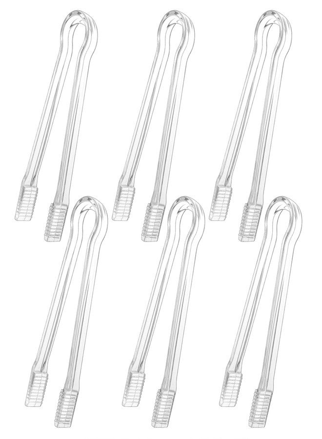 SUMAJU 6 PCS Clear Plastic Serving Tongs, 6.3 Inch Mini Serving Utensils Plastic Tongs Ice Tongs for Buffet Bar Kitchen BBQ Appetizers Pastries Christmas Party - Image 1