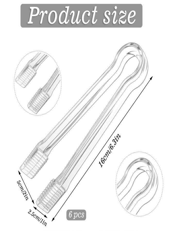 SUMAJU 6 PCS Clear Plastic Serving Tongs, 6.3 Inch Mini Serving Utensils Plastic Tongs Ice Tongs for Buffet Bar Kitchen BBQ Appetizers Pastries Christmas Party - Image 2