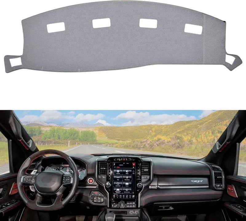 BERKSYDE Dashboard Dash Cover Mat Carpet for 02-05 Dodge Ram 1500 & 03-05 Dodge Ram 2500 3500 - Grey - Image 1