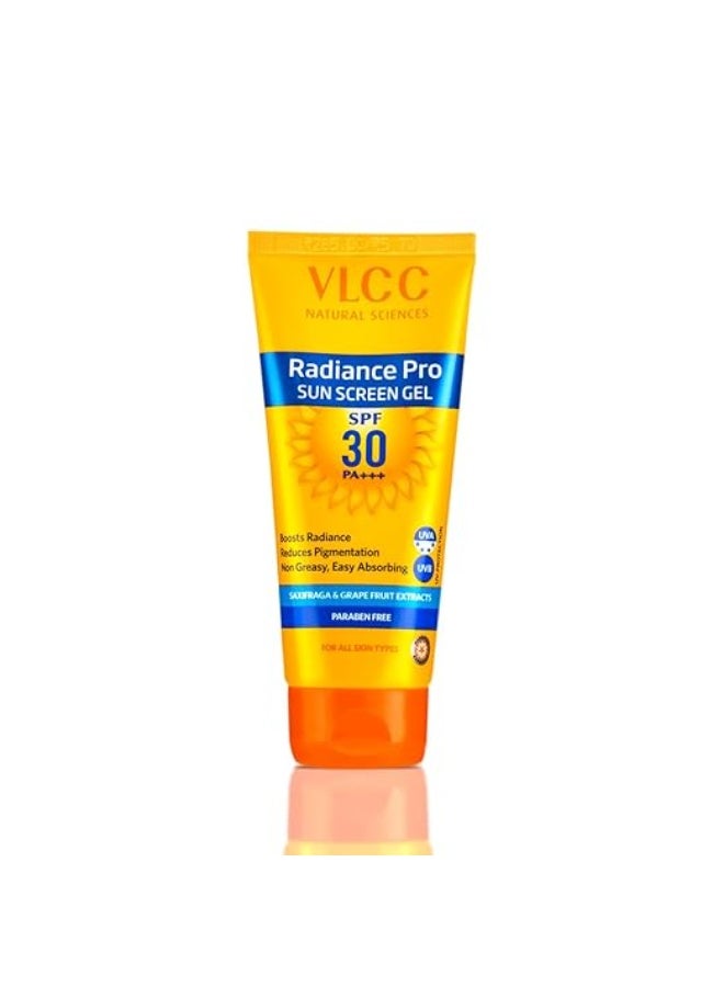 VLCC Radiance Pro SPF 30 PA+++ Sun Screen Gel - 50g | UVA & UVB Protection | Non-Greasy Sunscreen for Anti-Pigmentation | Helps Smoothen and Brighten Skin | Sun Protection Filters. - Image 1