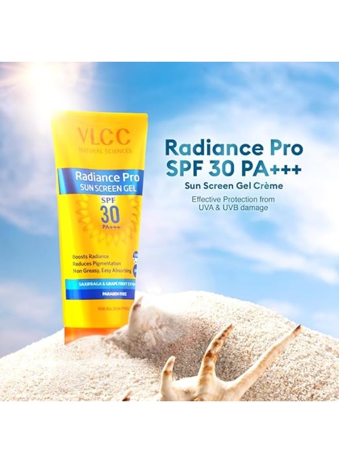VLCC Radiance Pro SPF 30 PA+++ Sun Screen Gel - 50g | UVA & UVB Protection | Non-Greasy Sunscreen for Anti-Pigmentation | Helps Smoothen and Brighten Skin | Sun Protection Filters. - Image 2
