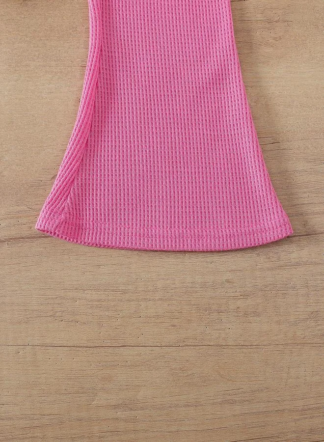 Take Two Take Two Embroidery Patch Detail Knitted T-Shirt and Flared Pants Set