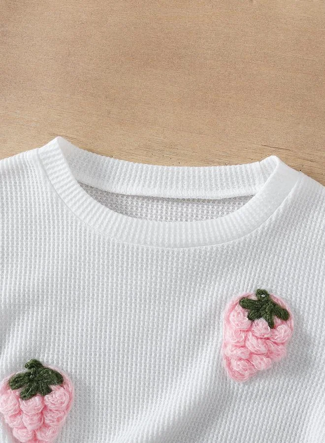 Take Two Take Two Embroidery Patch Detail Knitted T-Shirt and Flared Pants Set