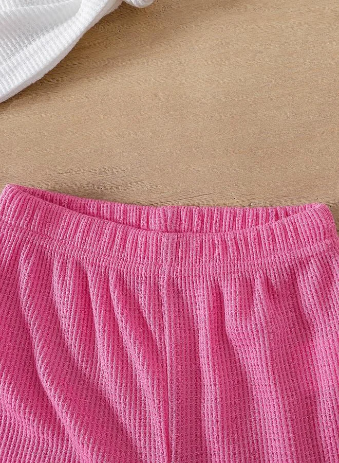 Take Two Take Two Embroidery Patch Detail Knitted T-Shirt and Flared Pants Set