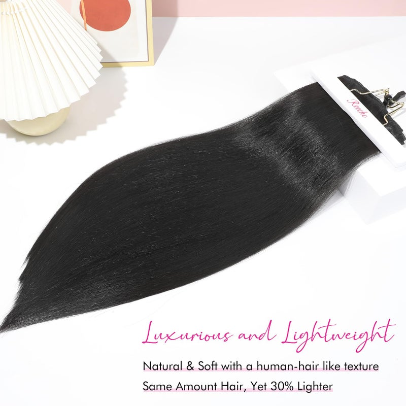 REECHO Hair Extensions, 11PCS Clip in Hair Extensions 24" Long Straight hair extensions HE005 Natural Soft Synthetic Hairpieces for Women â€“ Black - Image 3