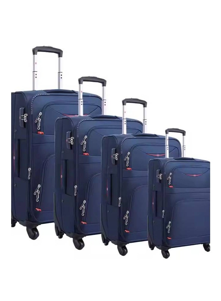 إن كي أكس مجموعة حقائب سفر زرقاء ناعمة قابلة للتمدد، مكونة من 4 قطع، مزودة بمقابض تلسكوبية وعجلات دوارة 360 درجة - Image 1