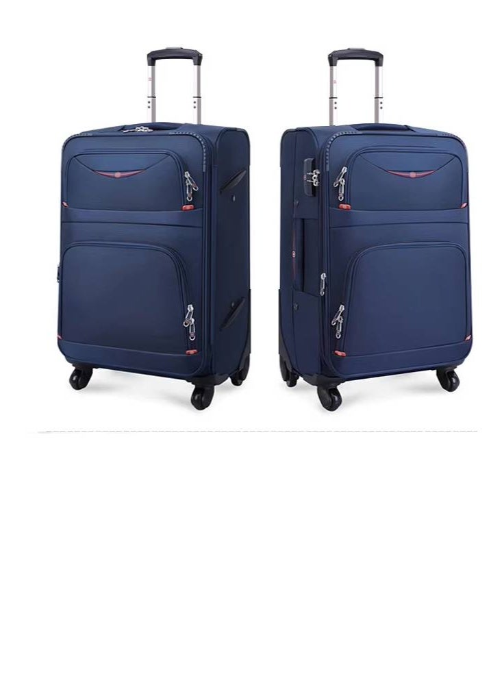 إن كي أكس مجموعة حقائب سفر زرقاء ناعمة قابلة للتمدد، مكونة من 4 قطع، مزودة بمقابض تلسكوبية وعجلات دوارة 360 درجة - Image 5