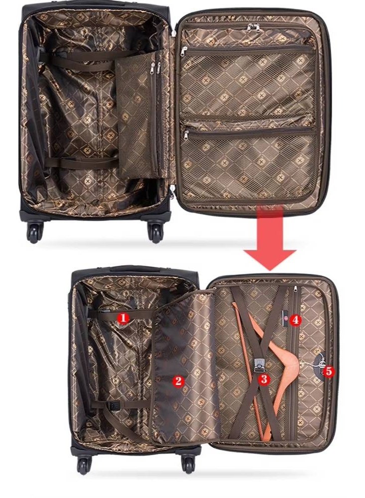 إن كي أكس مجموعة حقائب سفر زرقاء ناعمة قابلة للتمدد، مكونة من 4 قطع، مزودة بمقابض تلسكوبية وعجلات دوارة 360 درجة - Image 3