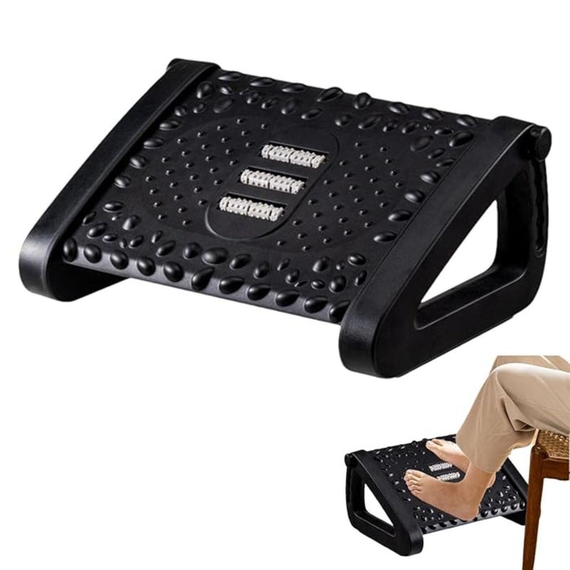 JELLEX Foot Rest Under Desk 6 Height Adjustable Footrest with Massage Texture and Rollers NonSlip Office Footstool for Under Desk Black - Image 1