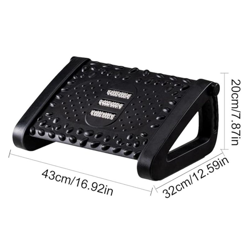 JELLEX Foot Rest Under Desk 6 Height Adjustable Footrest with Massage Texture and Rollers NonSlip Office Footstool for Under Desk Black - Image 4