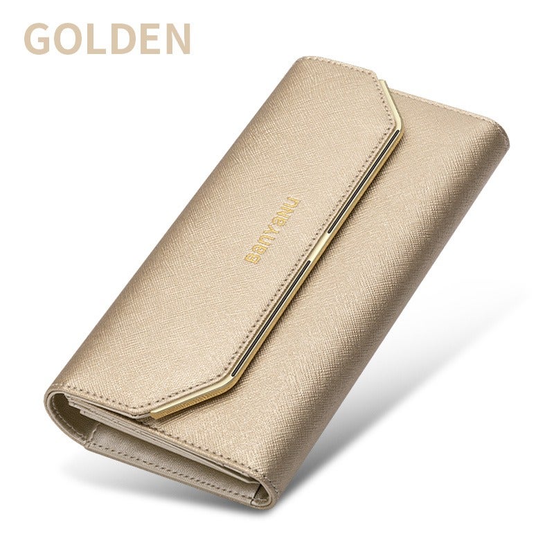banyanu Women's Long 3-Fold Genuine Leather Wallet - Slim, Stylish & RFID-Protected - Image 1