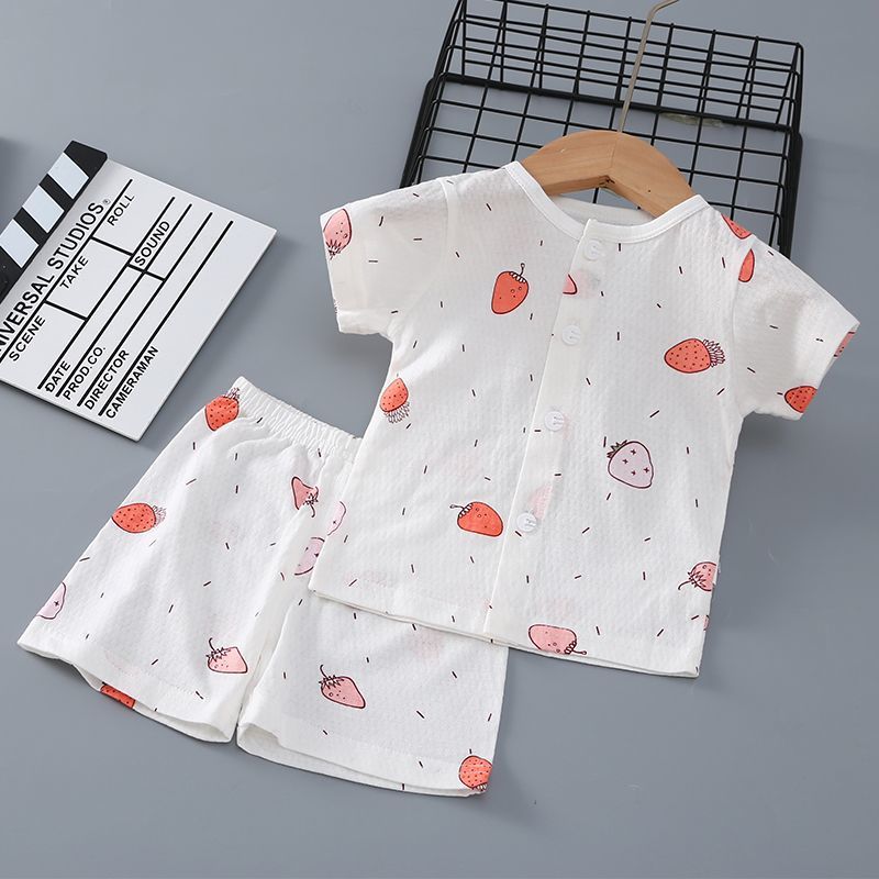 Baby Short-Sleeved Suit Summer Pure Cotton Baby Half-Sleeved Home Clothes Thin Children'S Thin Pajamas - Image 5
