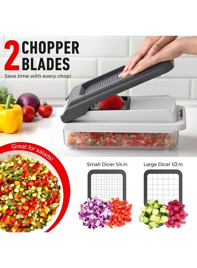 Mueller مُقطّع الخضار مولر، آلة تقطيع الخضار، مبشرة جبن، قاطع بصل وخضار مع حاوية، مكعبات، أدوات ومستلزمات المطبخ، أبيض رمل/رمادي - Image 4