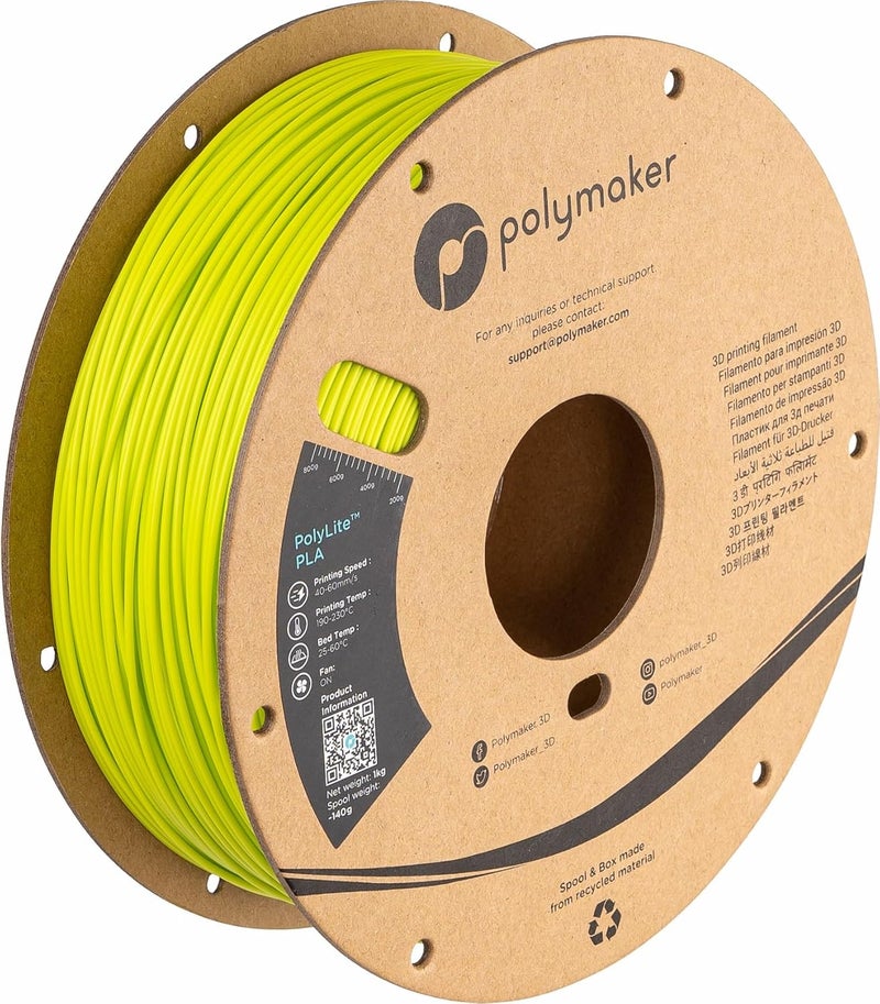 polymaker خيوط PLA، أخضر ليموني 3D طباعة خيوط PLA 1.75 مم 1 كجم - خيوط PLA لطابعة PolyLite 3D، دقة أبعاد +/- 0.03 مم، متوافقة مع معظم طابعات 3D، أخضر ليموني - Image 1