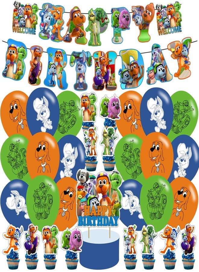 PINUO Go Dog Go Themed Birthday Party Supplies,Go Dog Go Balloons Decorations for Cartoon Dog Party Happy Birthday Balloons, Cupcake Toppers, Cake Toppers - Image 2