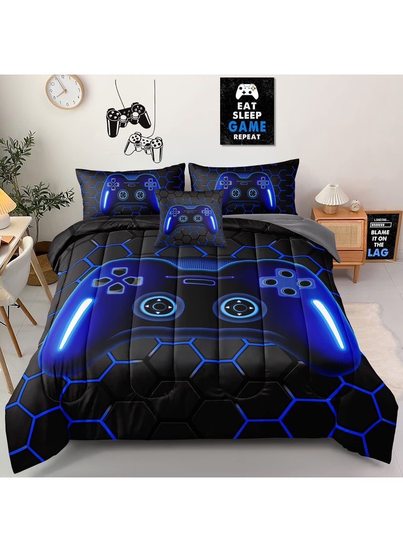 Z.Jian HOME Z.Jian HOME 6 Pieces Gaming Bedding Set Full Size for Boys Gamer Comforter Set for Boys Girls Kids Teens 6 Piece Bed in A Bag Video Game Bedding for Gamer Room Decorative Full45  - Image 1