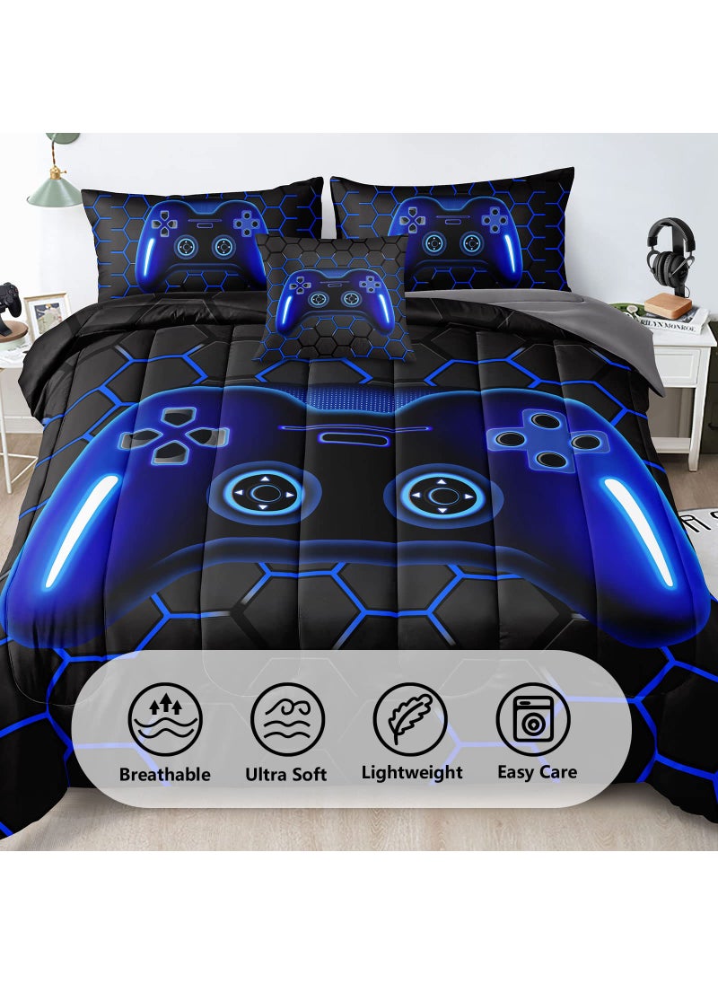Z.Jian HOME Z.Jian HOME 6 Pieces Gaming Bedding Set Full Size for Boys Gamer Comforter Set for Boys Girls Kids Teens 6 Piece Bed in A Bag Video Game Bedding for Gamer Room Decorative Full45  - Image 3