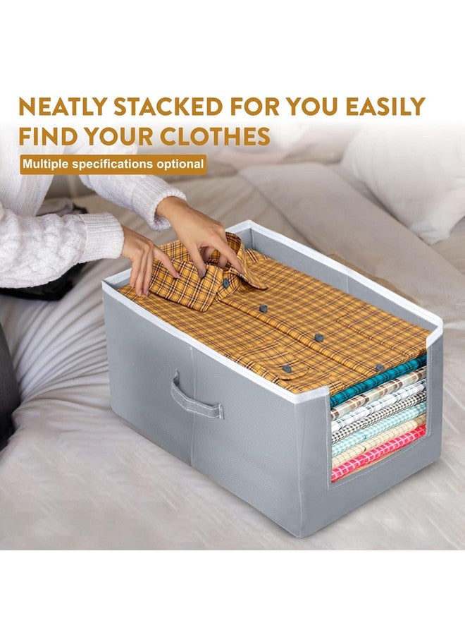 HOMFIL HOMFIL Shirt Organizer For Wardrobe Shirt Stacker Wardrobe Organizer For Clothes Non Woven Organisers Storage Box Clothes Organiser For Wardrobe Stackable Closet Cupboard (Grey, Set of 2) - Image 5