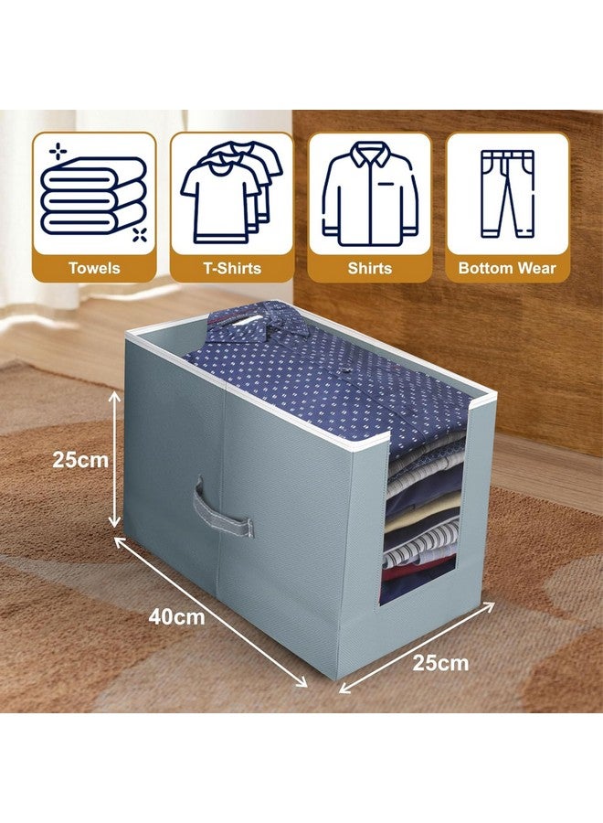 HOMFIL HOMFIL Shirt Organizer For Wardrobe Shirt Stacker Wardrobe Organizer For Clothes Non Woven Organisers Storage Box Clothes Organiser For Wardrobe Stackable Closet Cupboard (Grey, Set of 2) - Image 2