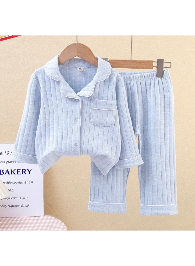 Baby Girl Boy Plaid Pajamas Set Toddler Teens Child Sleepwear Solid Kids Home Suit Spring Autumn Winter Baby Clothes - Image 1