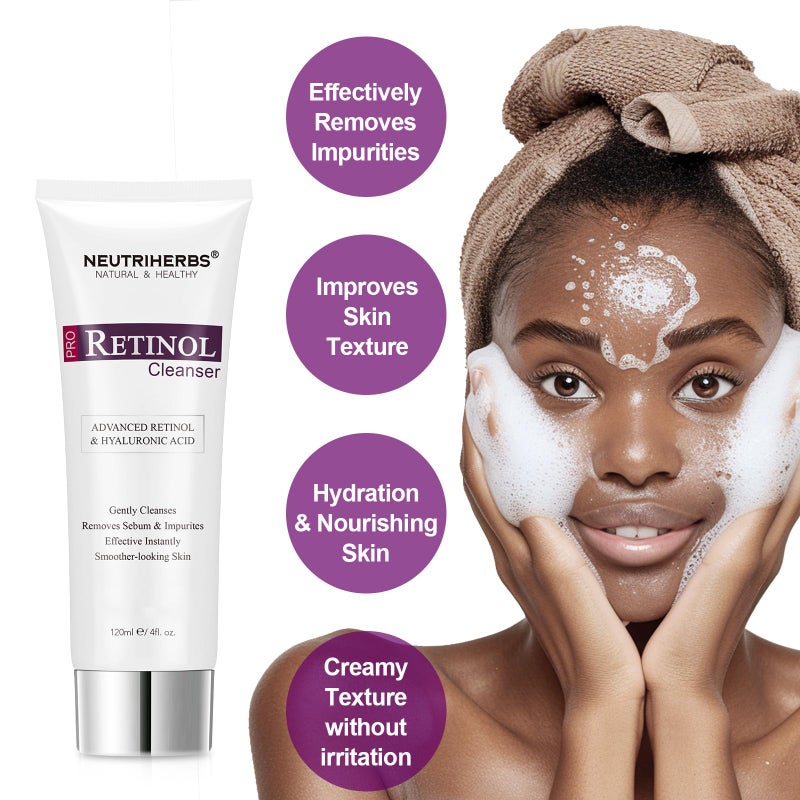 Neutriherbs PRO Retinol Face Wash, Daily Facial Cleanser for Anti-Aging, Nourishing, & Moisturizing with Amino Acid Foam, Hyaluronic Acid, and Vitamin E â€“ 4 fl. oz. - Image 3