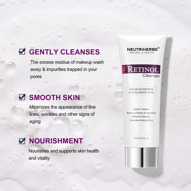 Neutriherbs PRO Retinol Face Wash, Daily Facial Cleanser for Anti-Aging, Nourishing, & Moisturizing with Amino Acid Foam, Hyaluronic Acid, and Vitamin E â€“ 4 fl. oz. - Image 2