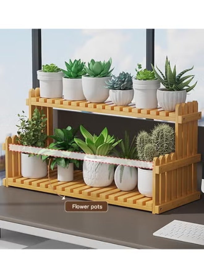 كيكي حامل زهور عصاري لسطح المكتب، نافذة خليجية، شرفة، زهرة متعددة الطبقات، 67*30*21 سم، بني - Image 5