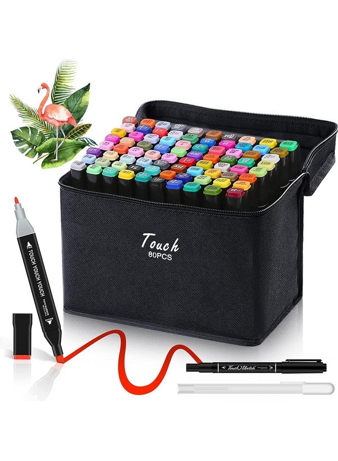 Sarjak 80Pcs Alcohol Color Markers Pens For Drawing Sketching | Highlighter Pen Art Supplies For Kids (80 Pcs Marker), Multicolor - Image 1