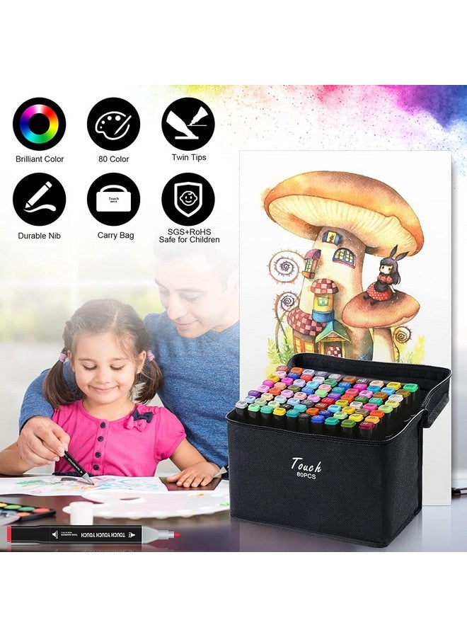 Sarjak 80Pcs Alcohol Color Markers Pens For Drawing Sketching | Highlighter Pen Art Supplies For Kids (80 Pcs Marker), Multicolor - Image 2