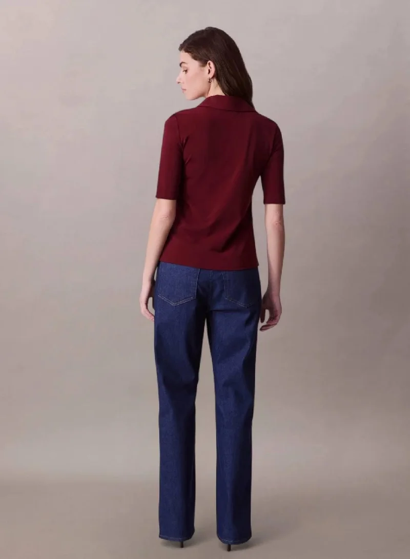 Calvin Klein Deep Rouge Crepe Jersey Polo for Women | Best Price UAE