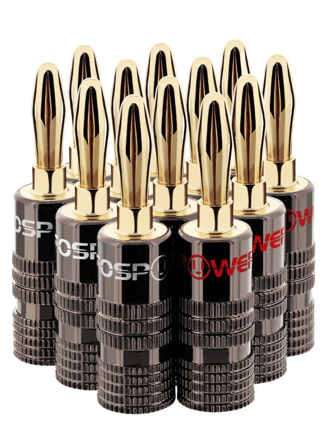 FosPower Fospower Banana Plugs 6 Pairs / 12 Pieces, Closed Screw 24K Gold Plated Banana Speaker Plug Connectors For Speaker Wire, Wall Plate, Home Theater, Audio/Video Receiver, Amplifiers And Sound Systems  - Image 4