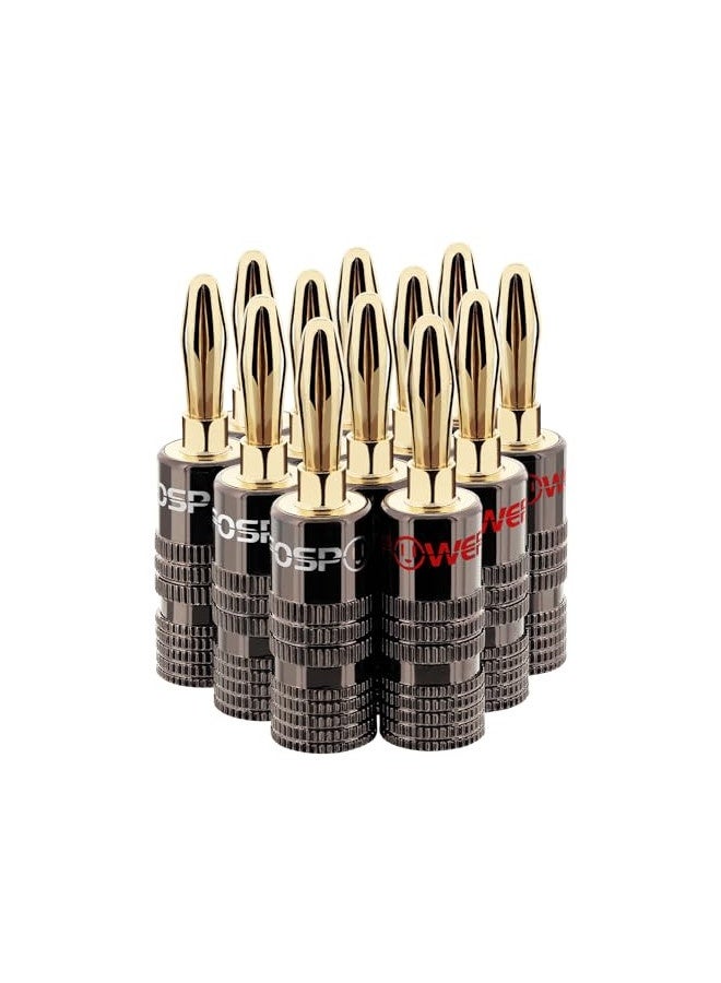 FosPower Fospower Banana Plugs 6 Pairs / 12 Pieces, Closed Screw 24K Gold Plated Banana Speaker Plug Connectors For Speaker Wire, Wall Plate, Home Theater, Audio/Video Receiver, Amplifiers And Sound Systems  - Image 1