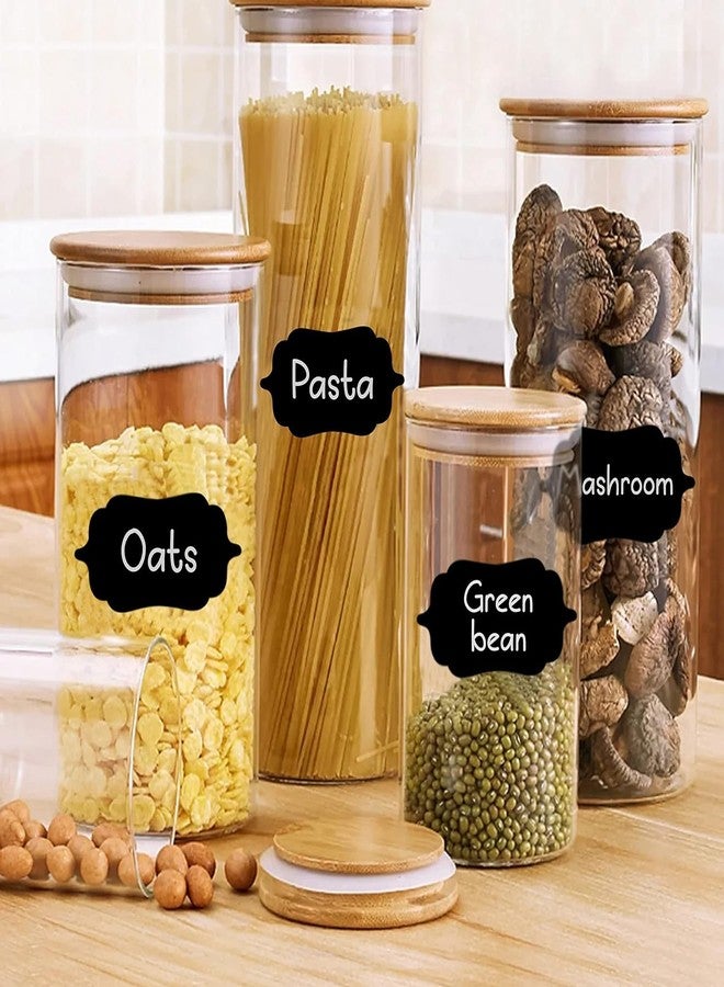 SLGIFT 84 Pc Vinyl Black Stickers for Mason Jars Glass Bottles, Decals Craft, Kitchen Waterproof Jar Labels Stickers with Pencil (12 Same Shapes 2.5 Inch x 1.25 Inch) - Image 5