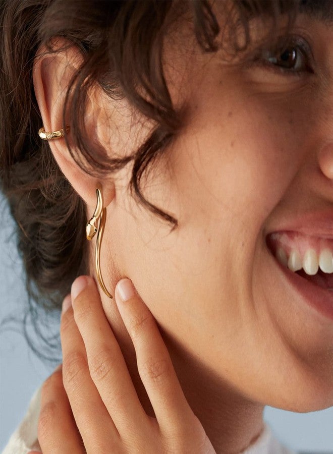 MEVECCO Gold Snake Earrings for Women, 18K Gold Plated Faux Gauge Fake Spiral Tapers Fake Gauges Faux Plug Earrings - Image 2