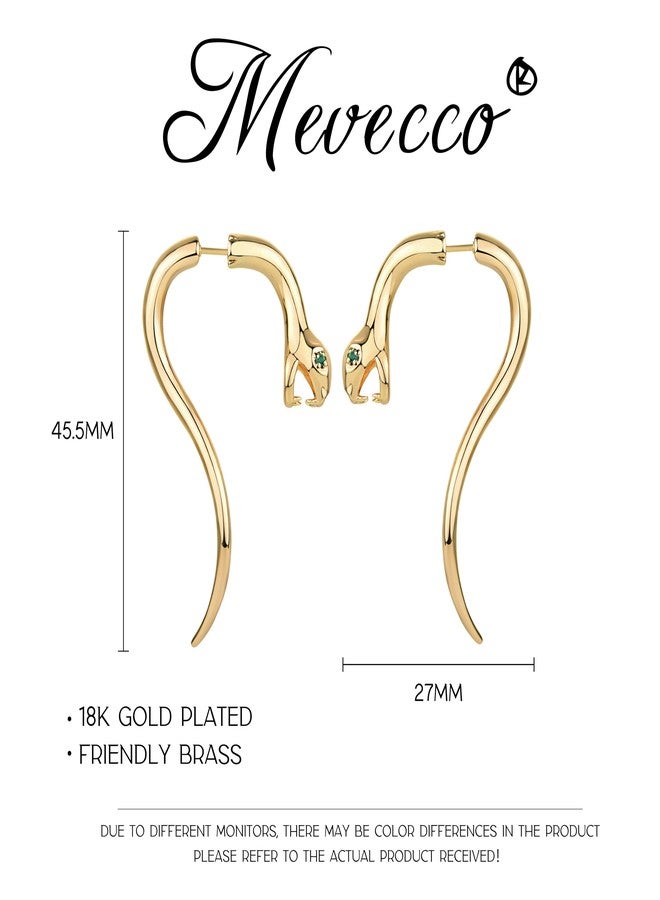 MEVECCO Gold Snake Earrings for Women, 18K Gold Plated Faux Gauge Fake Spiral Tapers Fake Gauges Faux Plug Earrings - Image 5