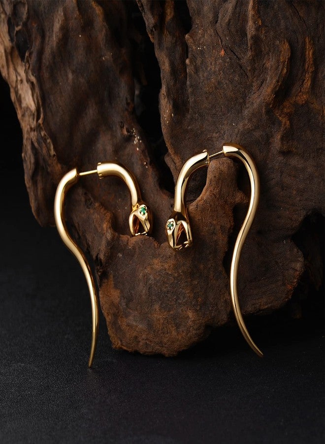 MEVECCO Gold Snake Earrings for Women, 18K Gold Plated Faux Gauge Fake Spiral Tapers Fake Gauges Faux Plug Earrings - Image 4